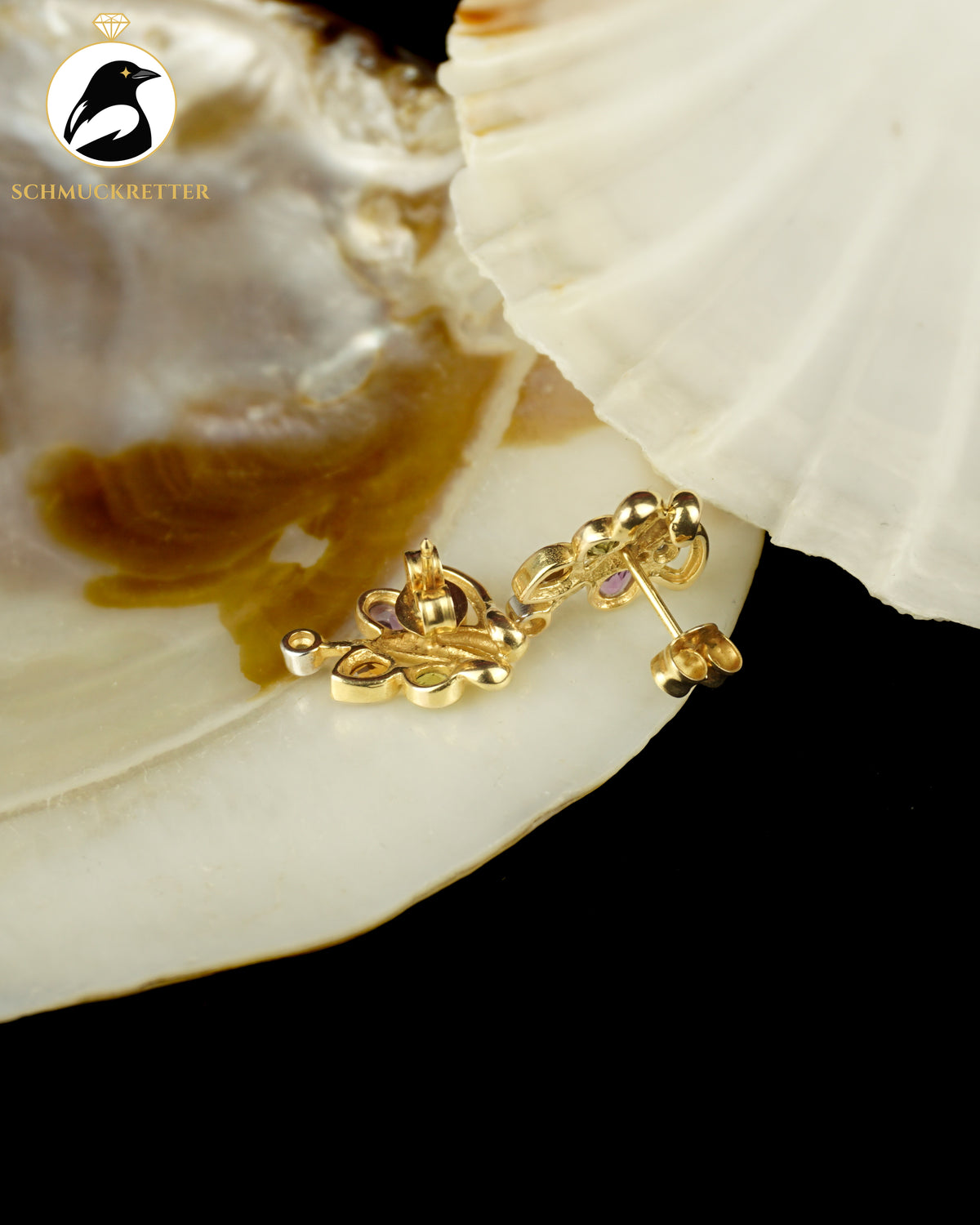 Multi-Edelstein Ohrstecker mit Zirkonia in 375 Gold