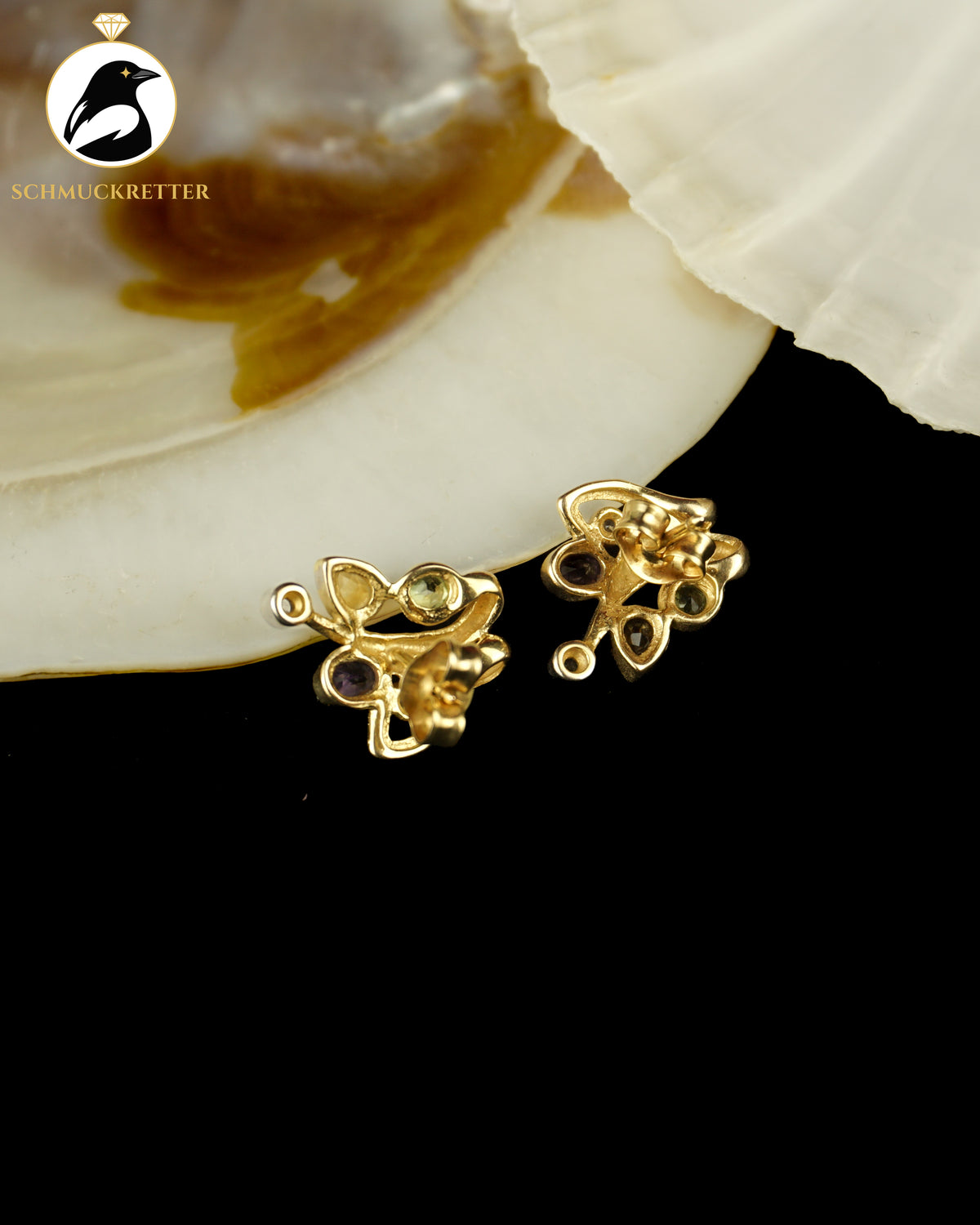 Multi-Edelstein Ohrstecker mit Zirkonia in 375 Gold