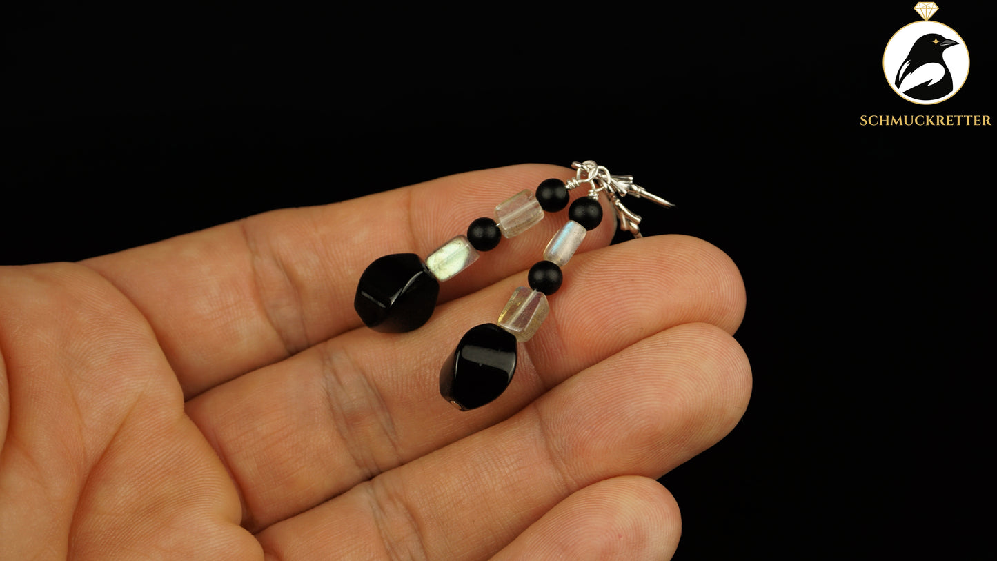 Labradorit & Onyx Ohrringe aus 925 Silber