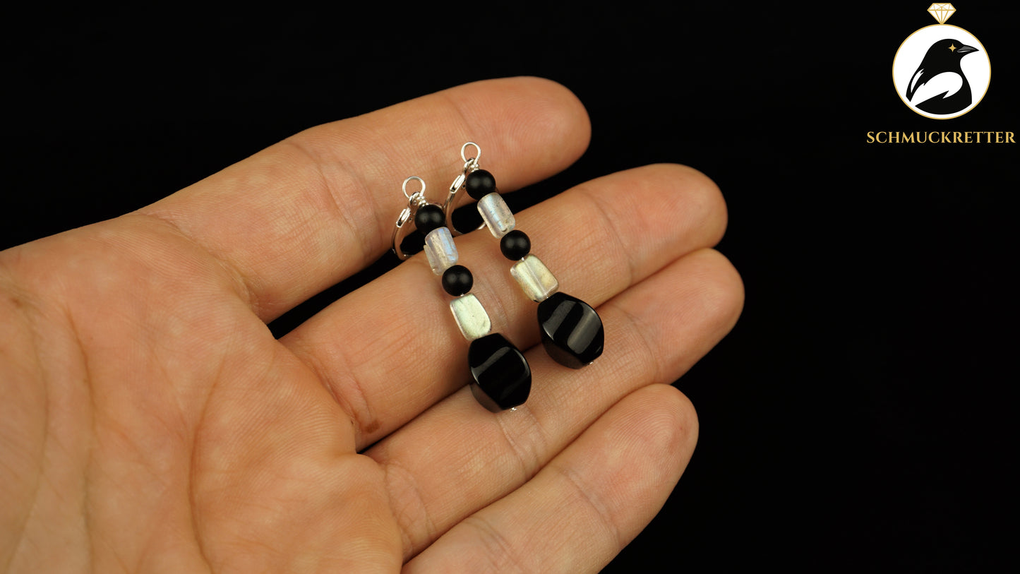 Labradorit & Onyx Ohrringe aus 925 Silber