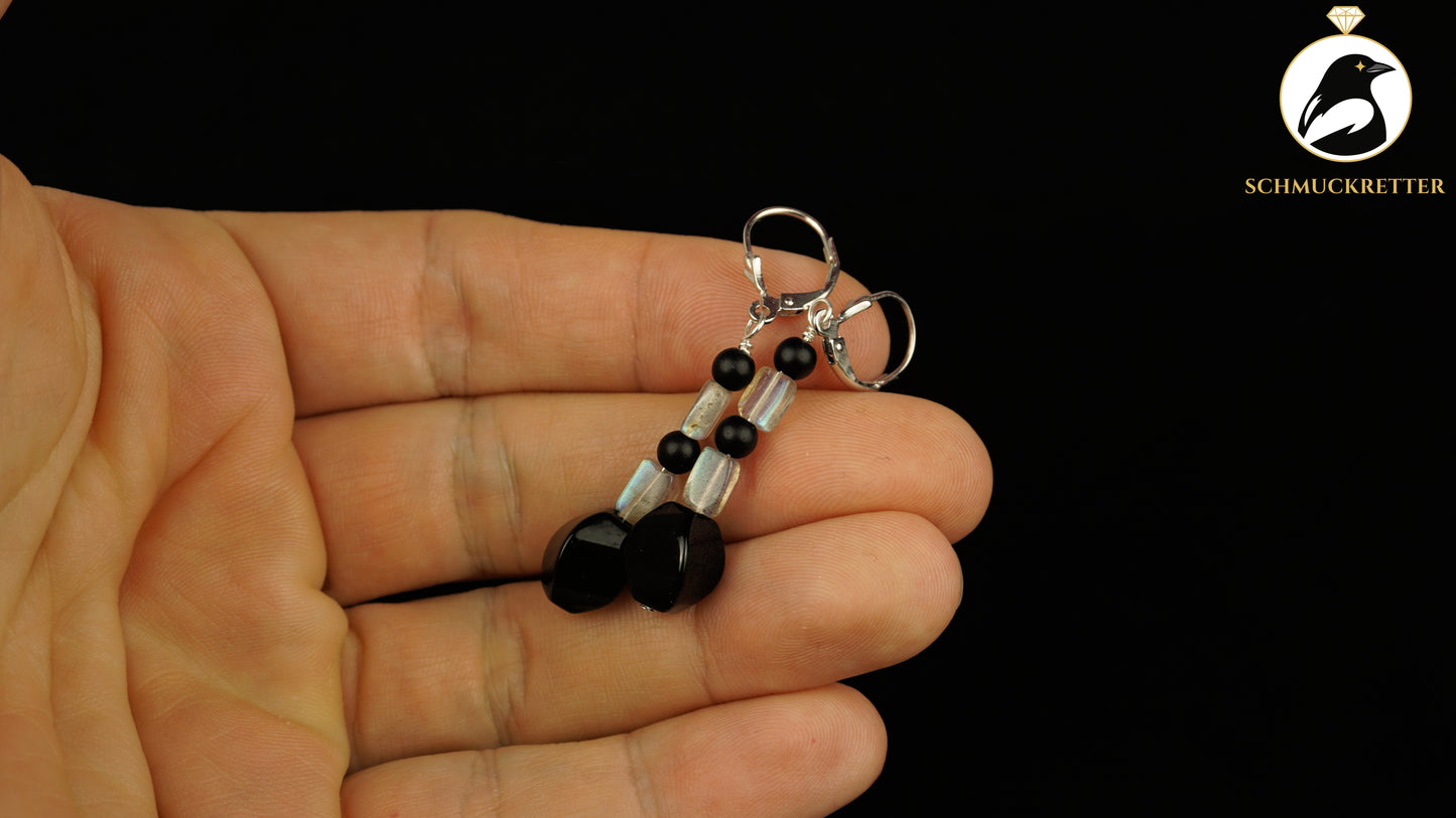 Labradorit & Onyx Ohrringe aus 925 Silber