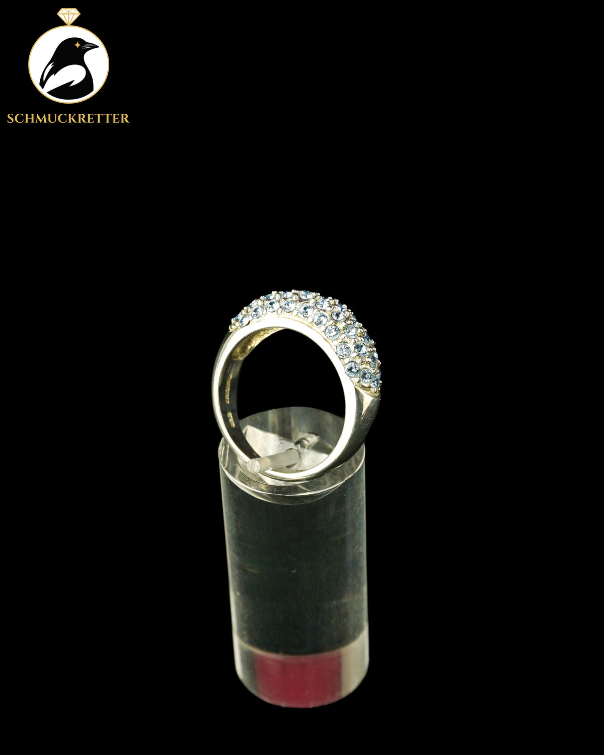 925 Silber Ring mit blauen Strasssteinen, Gr. 60