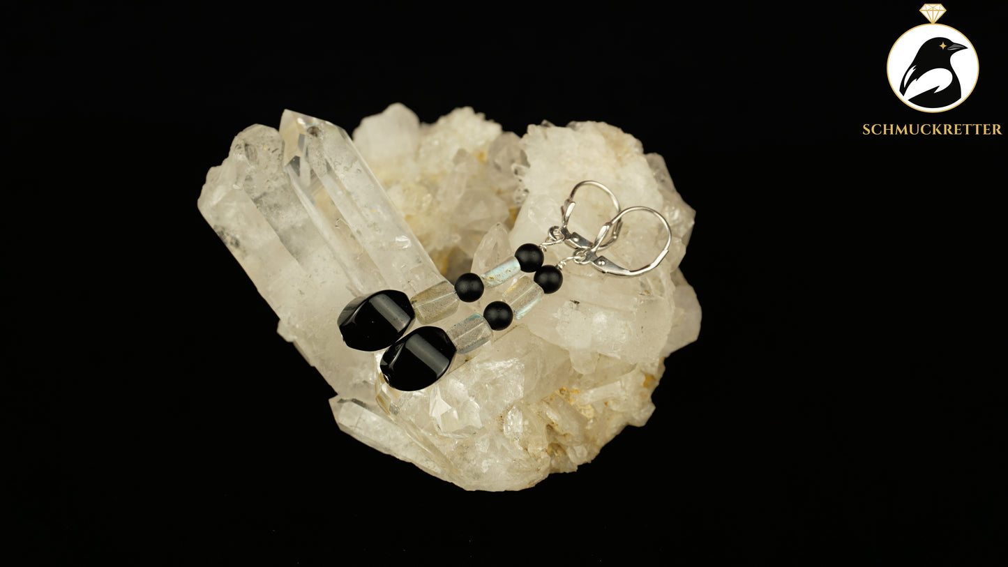 Labradorit & Onyx Ohrringe aus 925 Silber