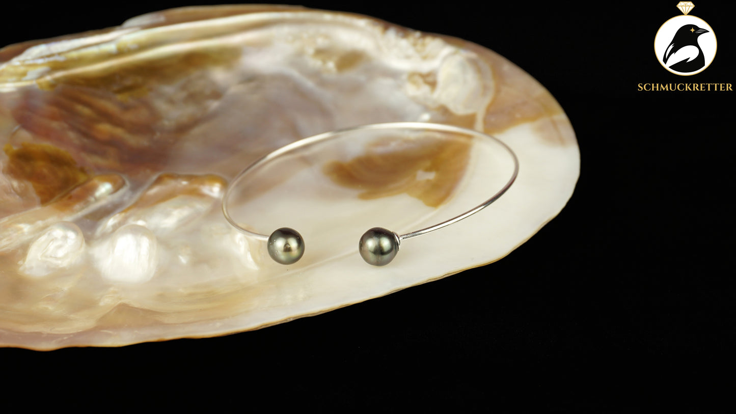 Eleganter Tahitiperlen Armreif aus 925 Silber