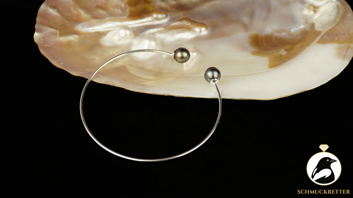 Eleganter Tahitiperlen Armreif aus 925 Silber