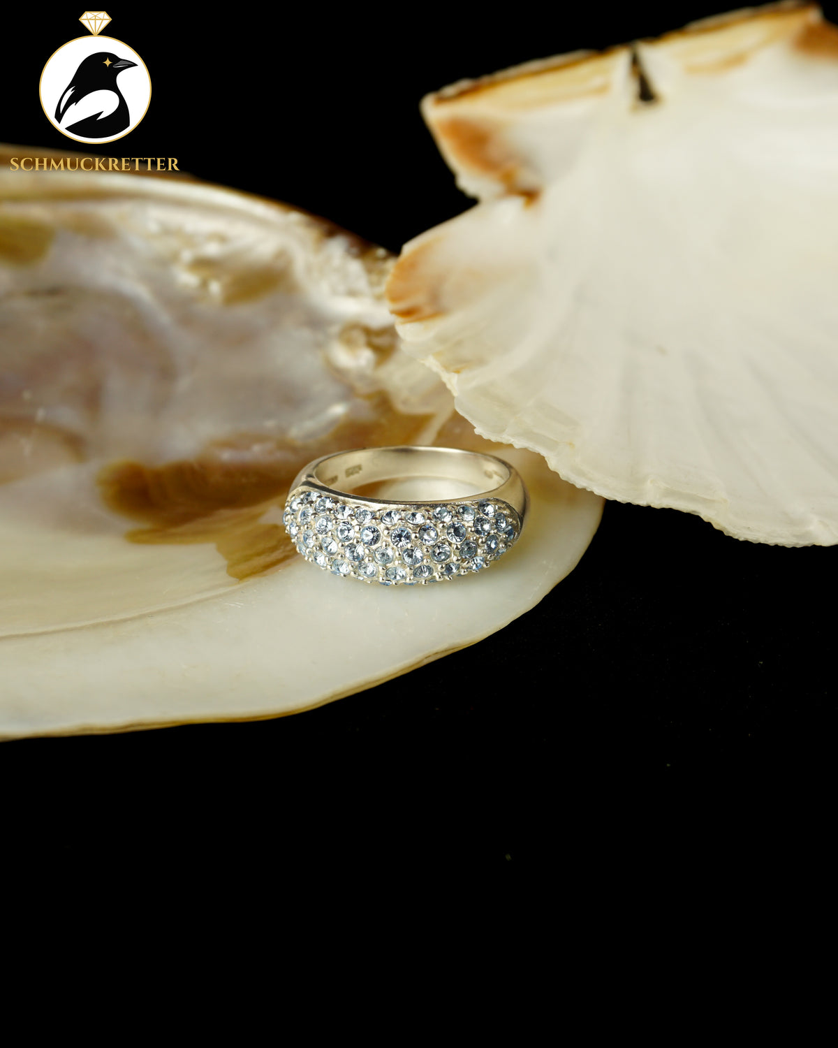 925 Silber Ring mit blauen Strasssteinen, Gr. 60