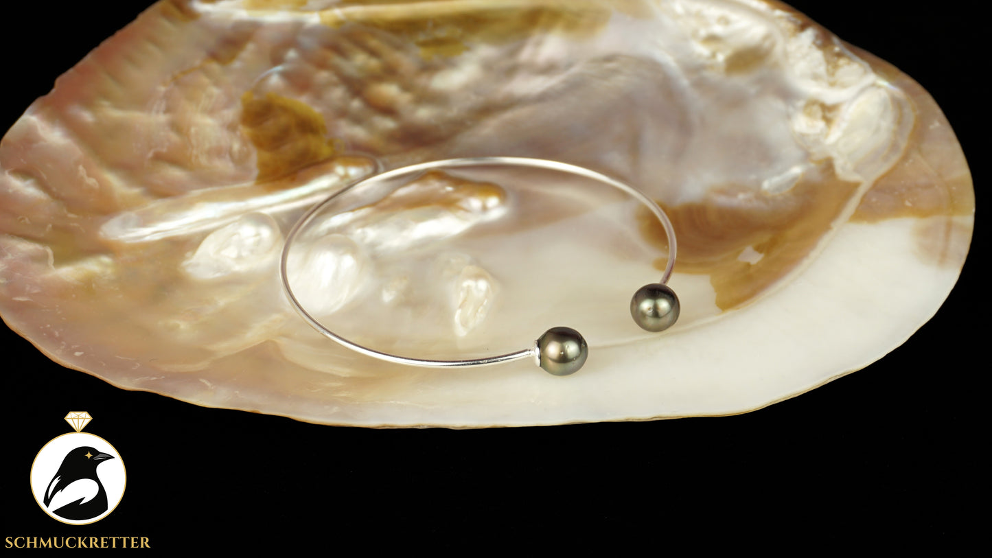 Eleganter Tahitiperlen Armreif aus 925 Silber