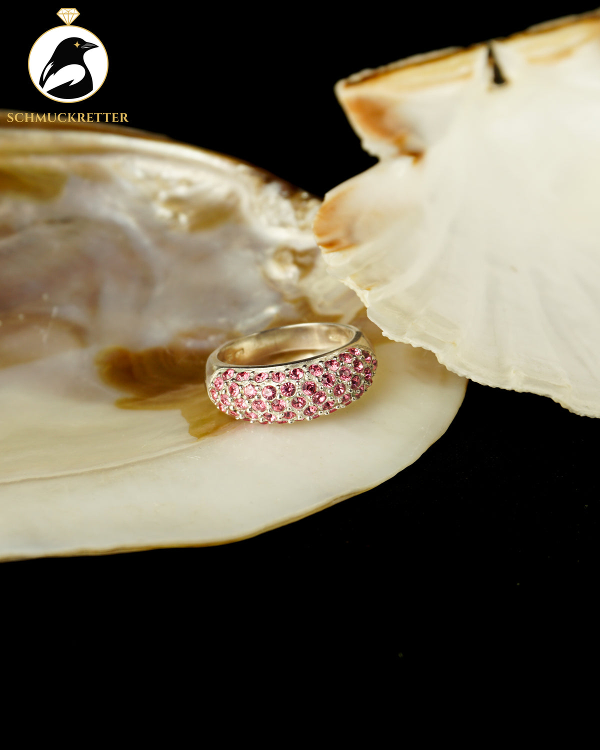 925 Silber Ring mit pinken Strasssteinen, Gr. 60