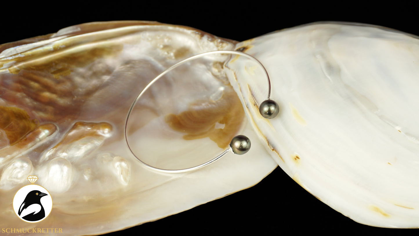 Eleganter Tahitiperlen Armreif aus 925 Silber