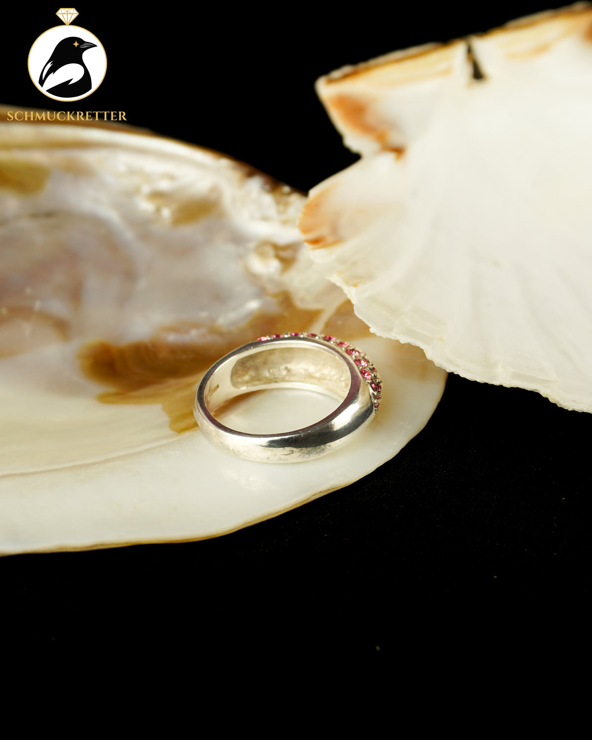 925 Silber Ring mit pinken Strasssteinen, Gr. 60