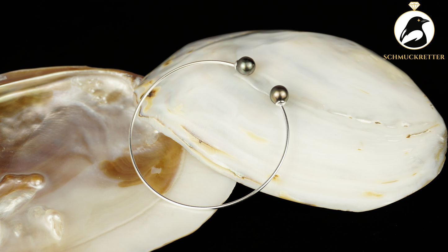 Eleganter Tahitiperlen Armreif aus 925 Silber