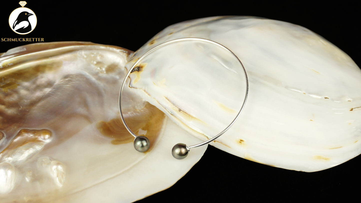 Eleganter Tahitiperlen Armreif aus 925 Silber