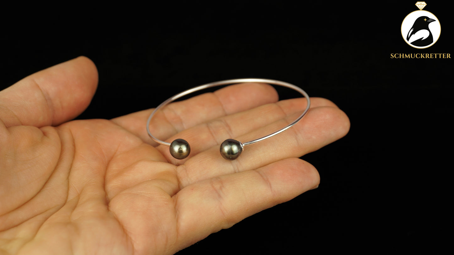 Eleganter Tahitiperlen Armreif aus 925 Silber