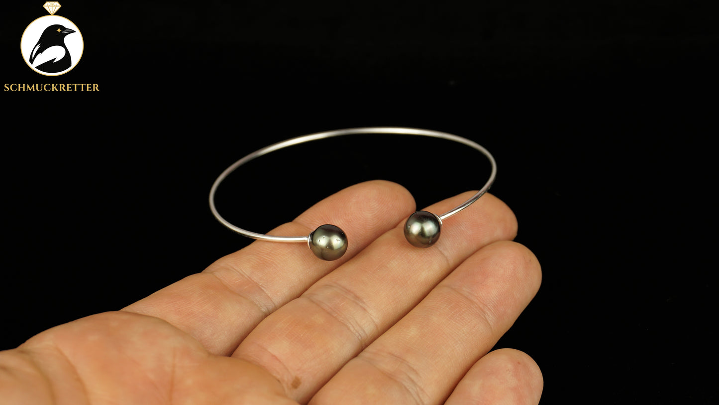 Eleganter Tahitiperlen Armreif aus 925 Silber