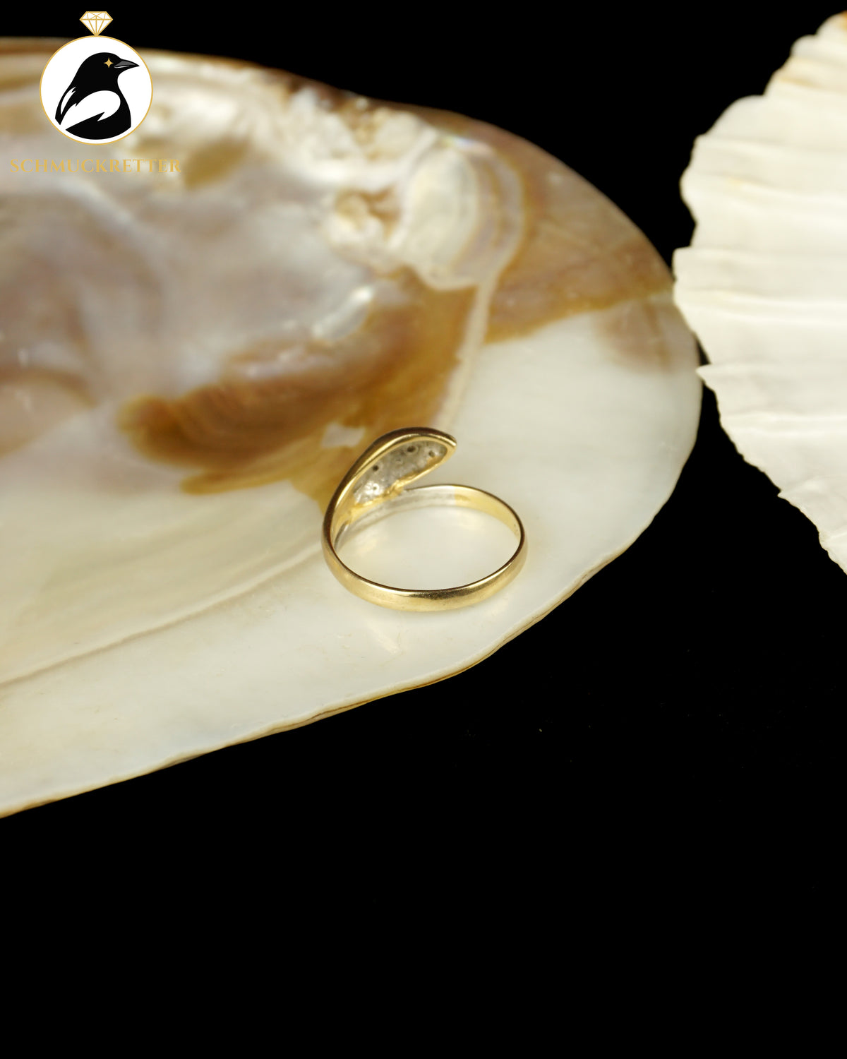 Schlangenring aus 585 Gold mit Diamanten, Gr. 50