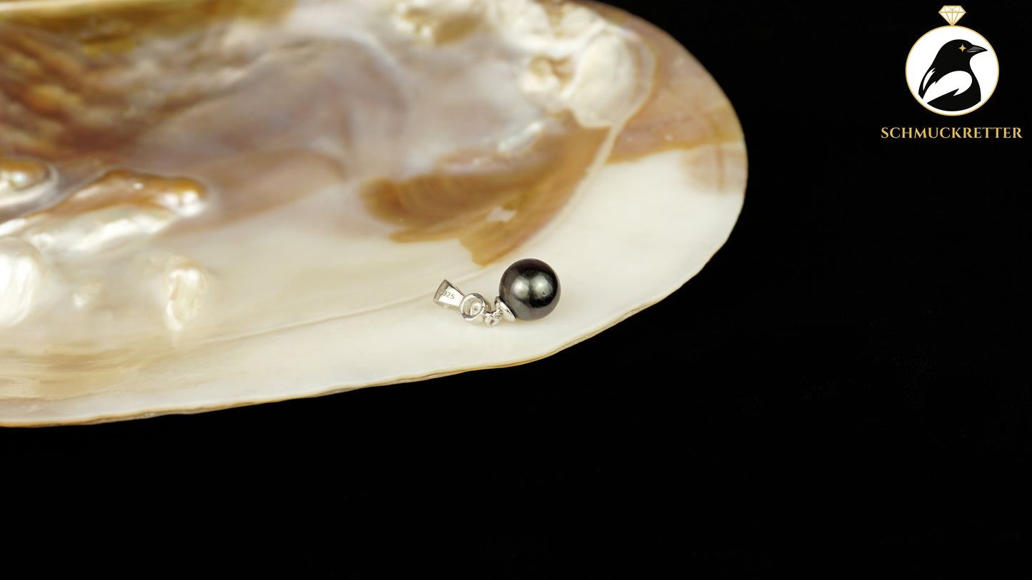 Edler Tahitiperlen Anhänger mit Zirkonia aus 925 Silber