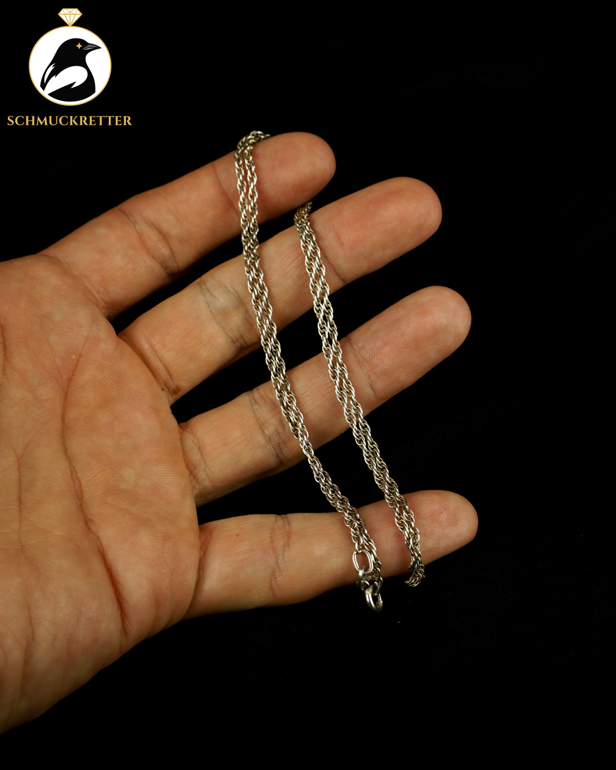 835 Silber Doppelankerkette, 50cm
