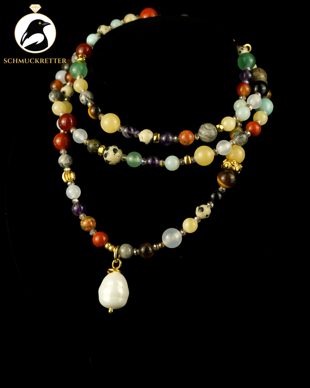 Juwelenkind | Vergoldetes Designercollier mit Multi-Edelsteinen