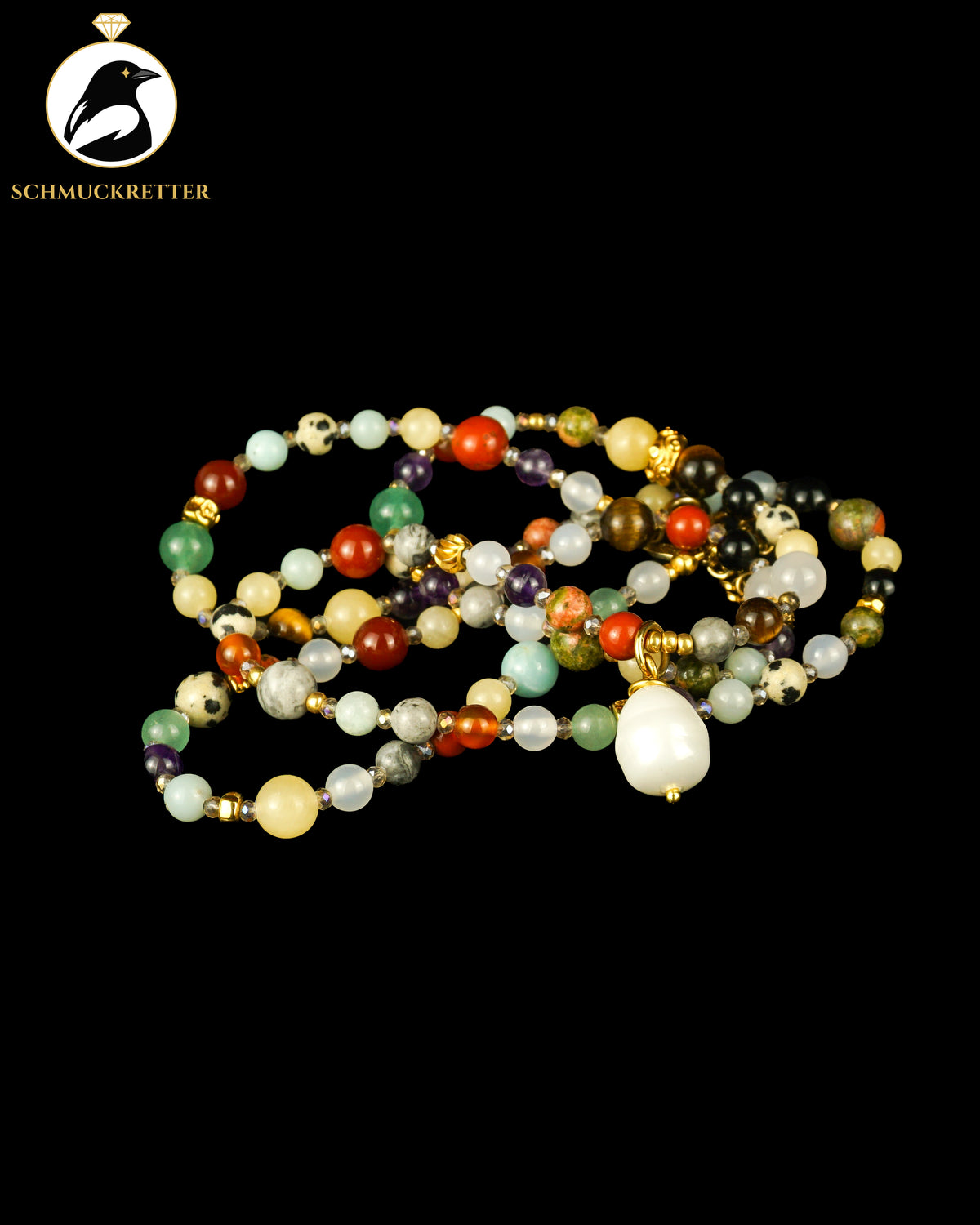 Juwelenkind | Vergoldetes Designercollier mit Multi-Edelsteinen