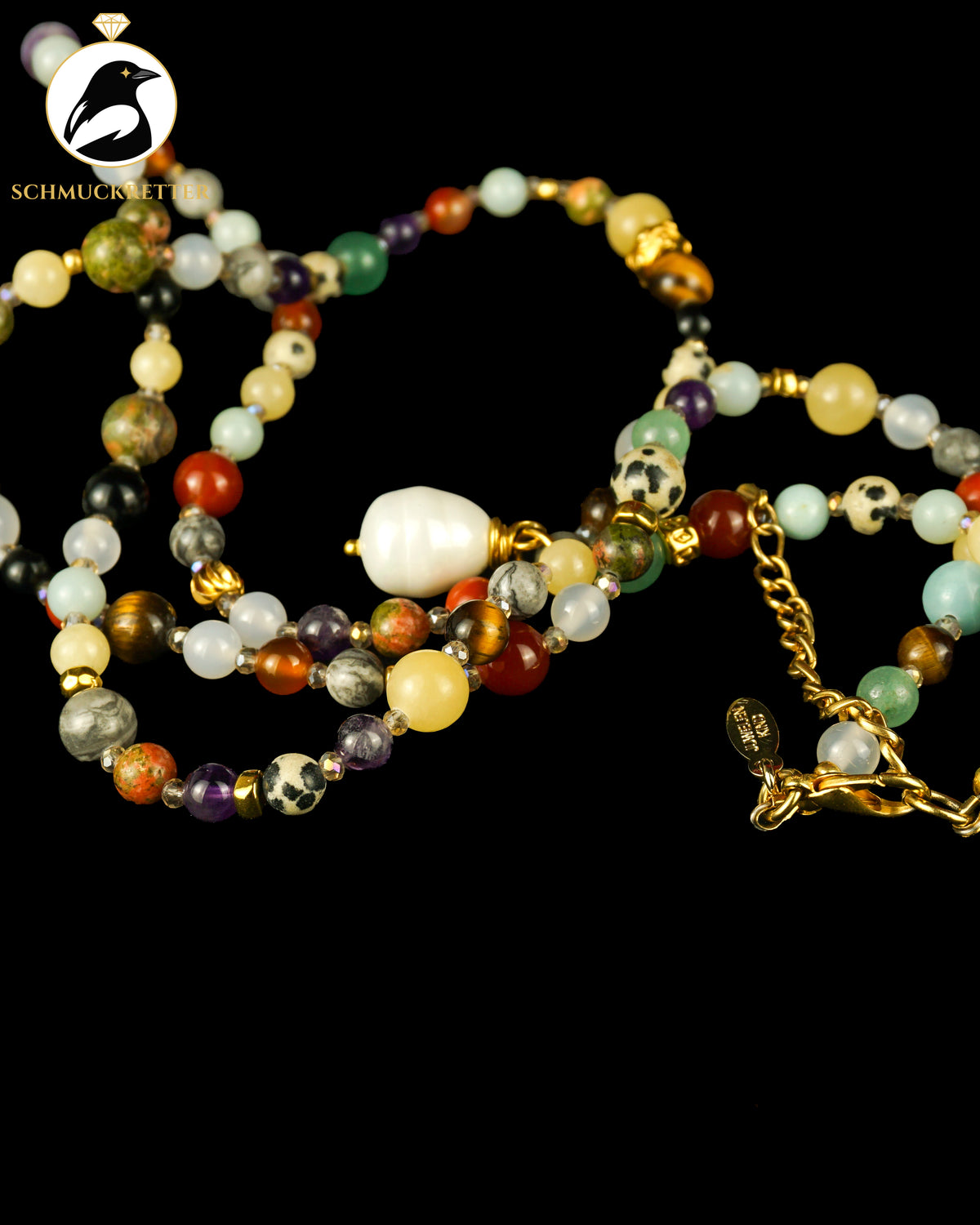Juwelenkind | Vergoldetes Designercollier mit Multi-Edelsteinen