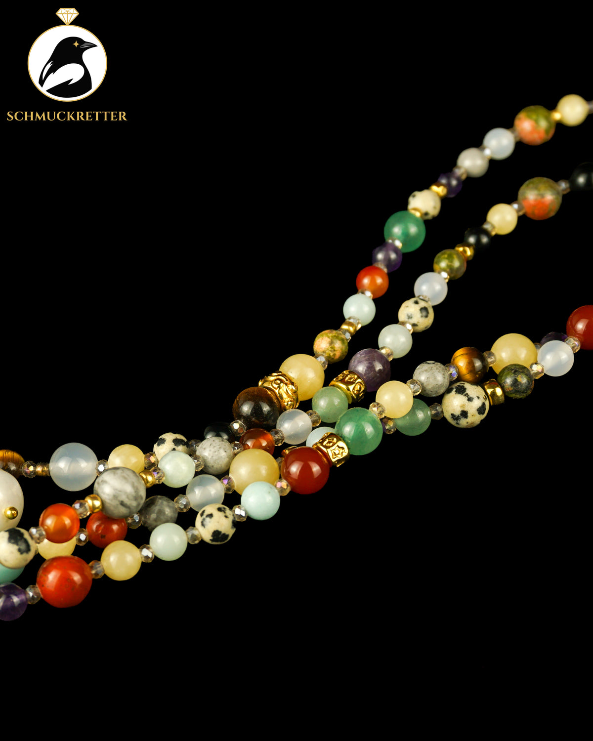 Juwelenkind | Vergoldetes Designercollier mit Multi-Edelsteinen