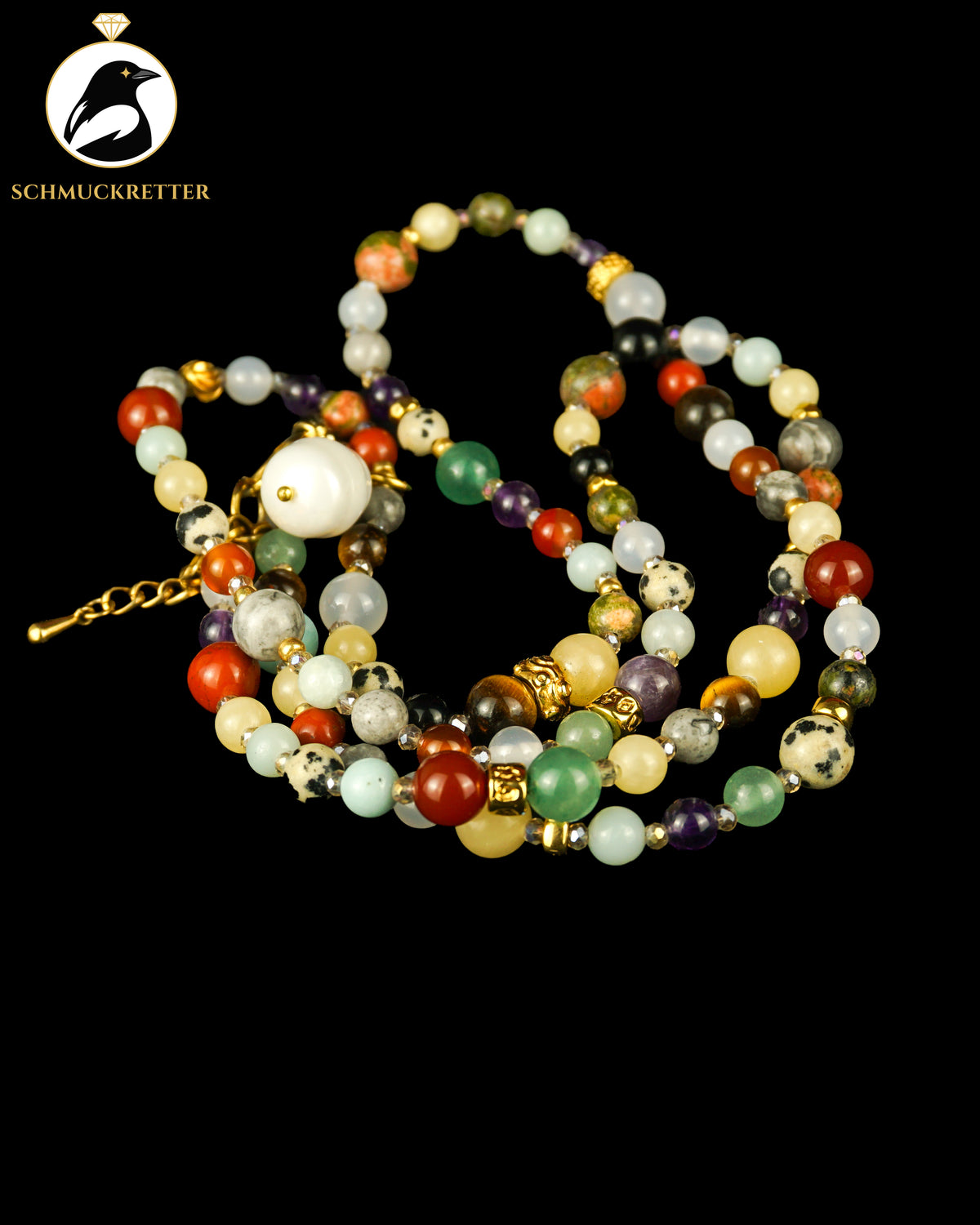 Juwelenkind | Vergoldetes Designercollier mit Multi-Edelsteinen
