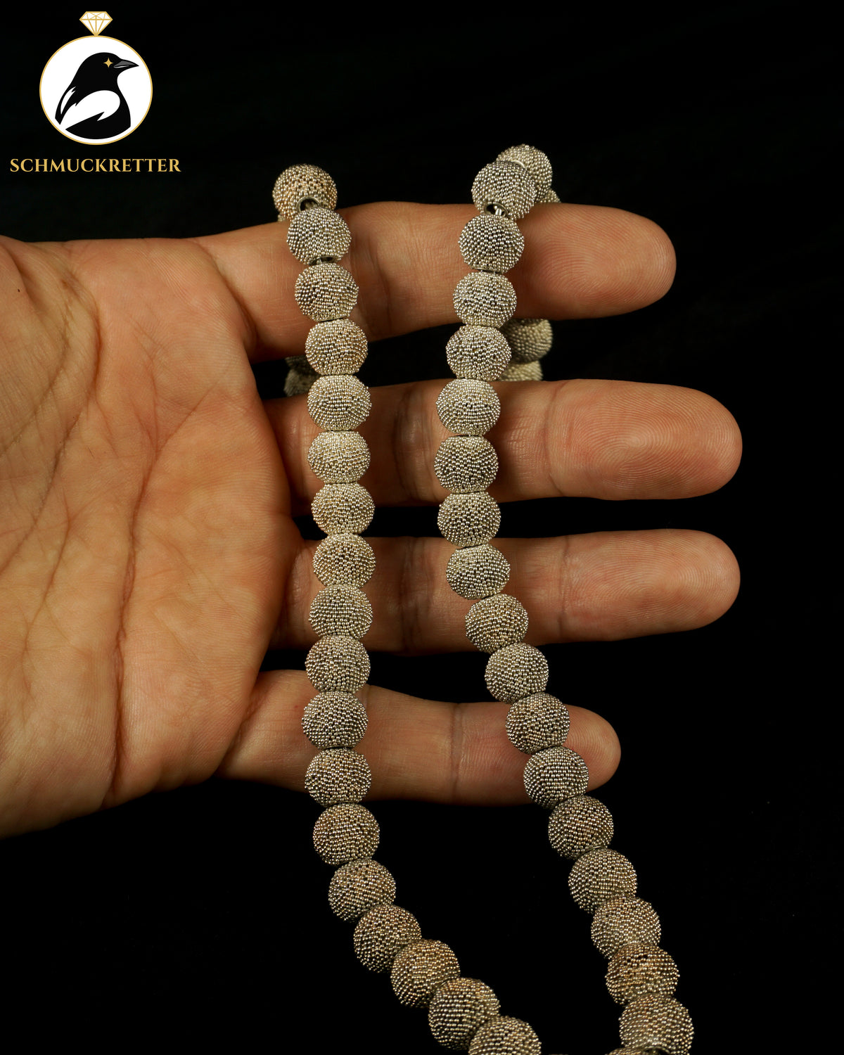 Massives 925 Silber-Collier mit granulierten Silberperlen | ca. 70 g