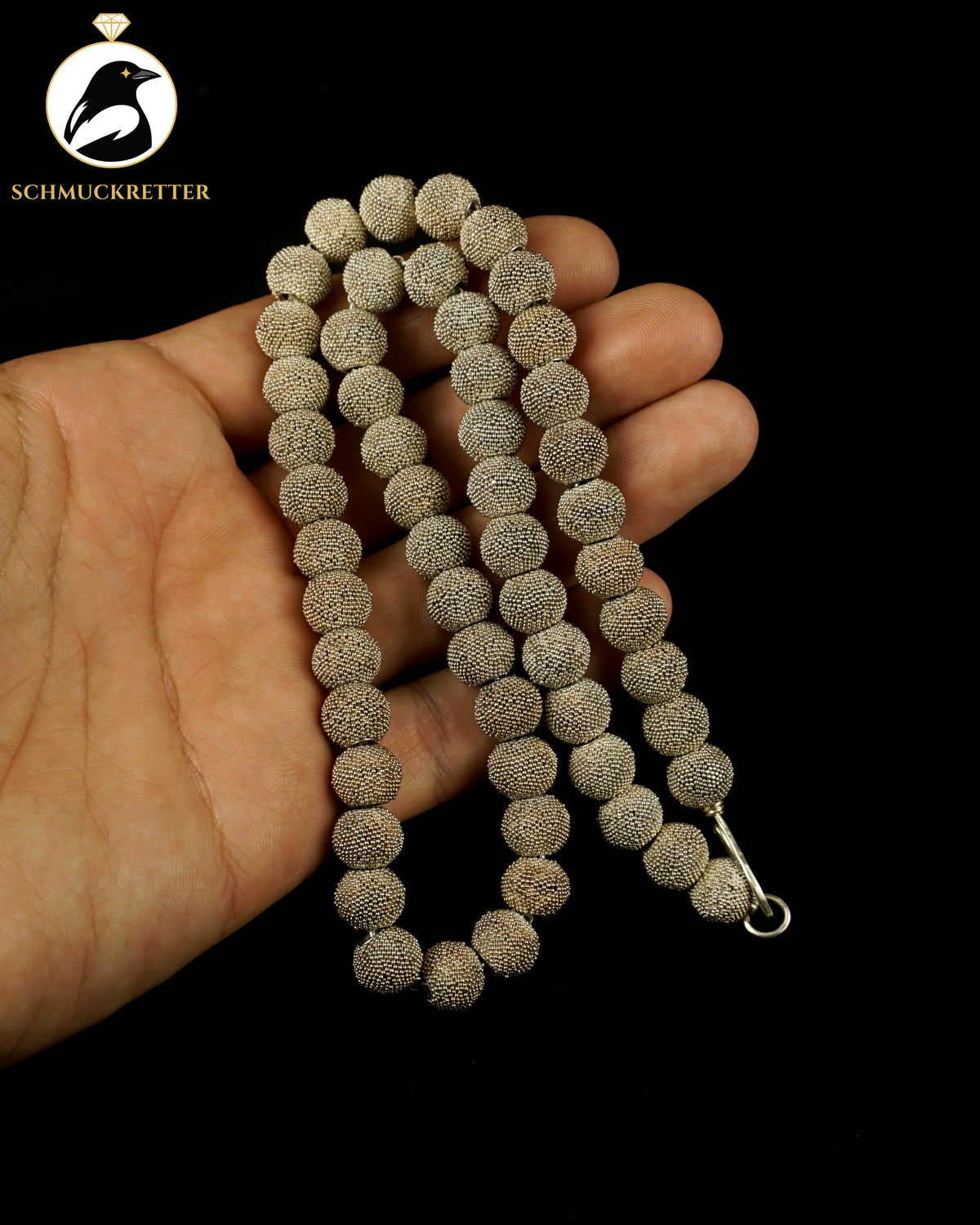 Massives 925 Silber-Collier mit granulierten Silberperlen | ca. 70 g