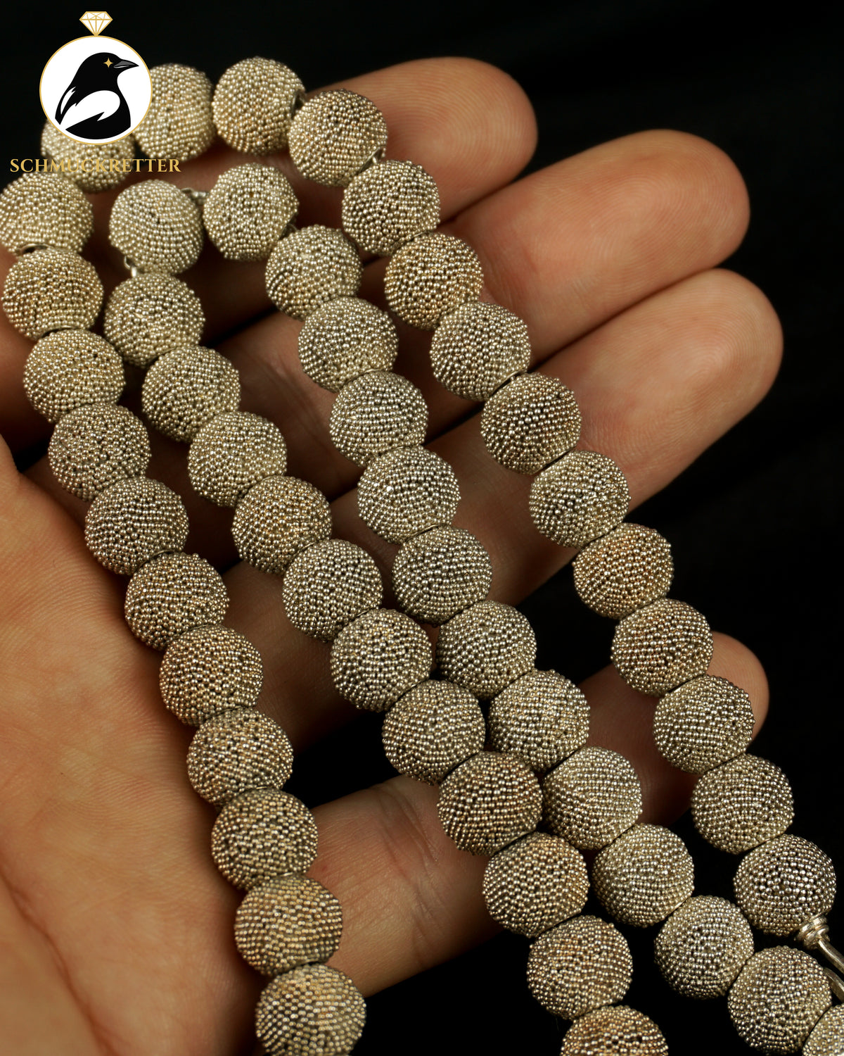 Massives 925 Silber-Collier mit granulierten Silberperlen | ca. 70 g