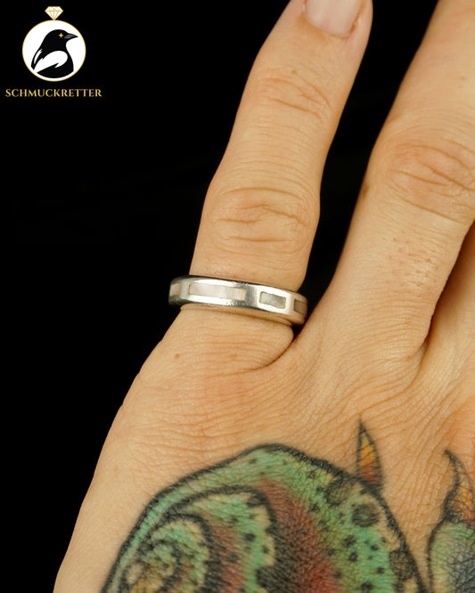 925 Silber Ring mit Perlmutt, Gr. 51