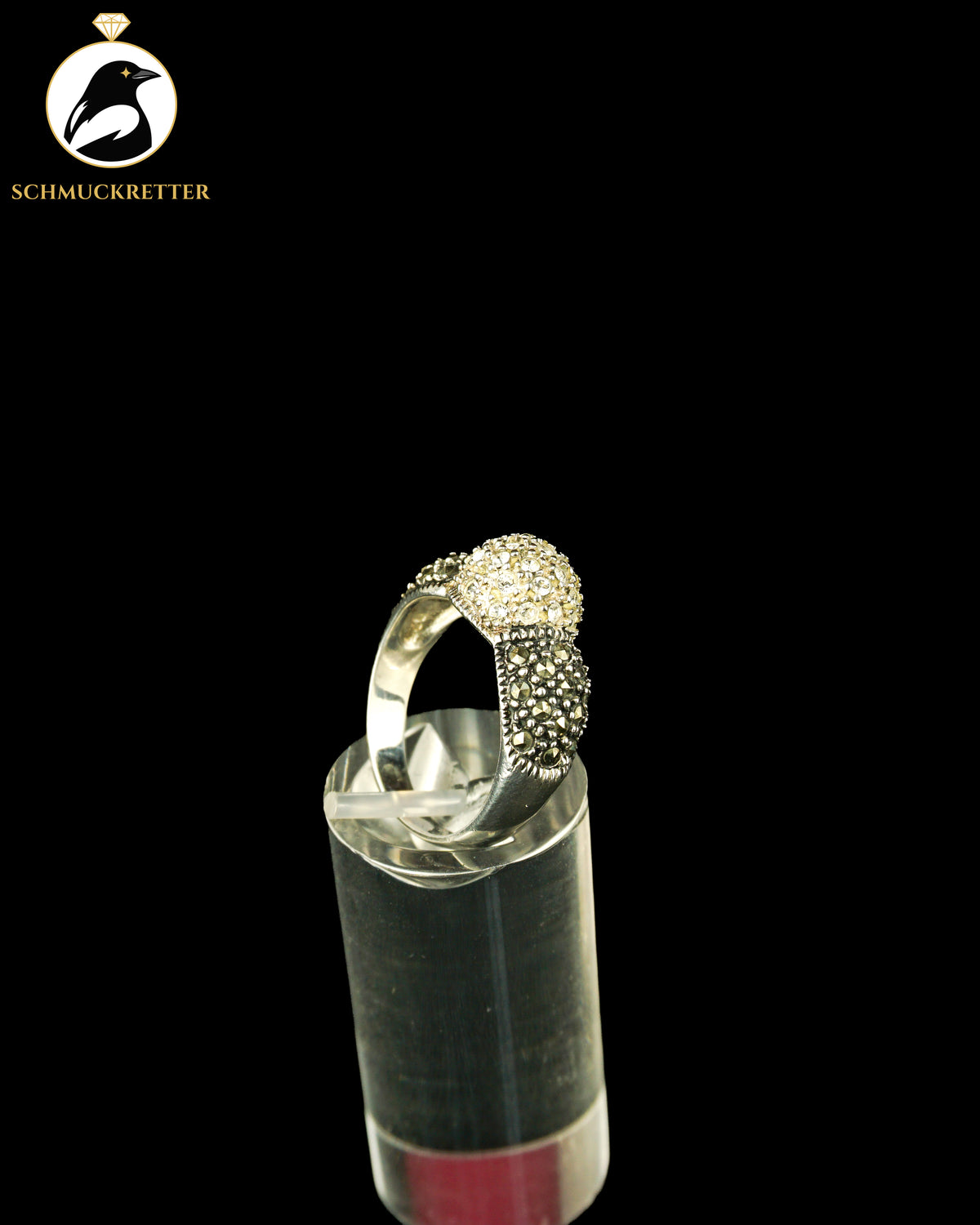 925 Silber Ring mit Markasiten & Strasssteine, Gr. 54
