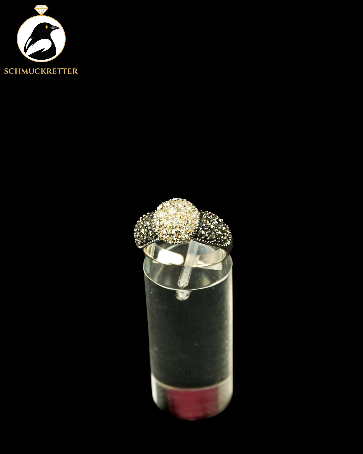 925 Silber Ring mit Markasiten & Strasssteine, Gr. 54