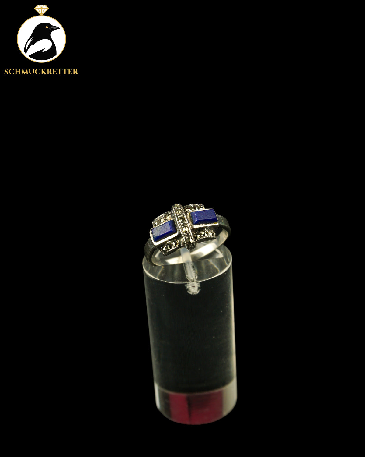 925 Silber Ring mit Lapislazuli & Markasiten, Gr. 55