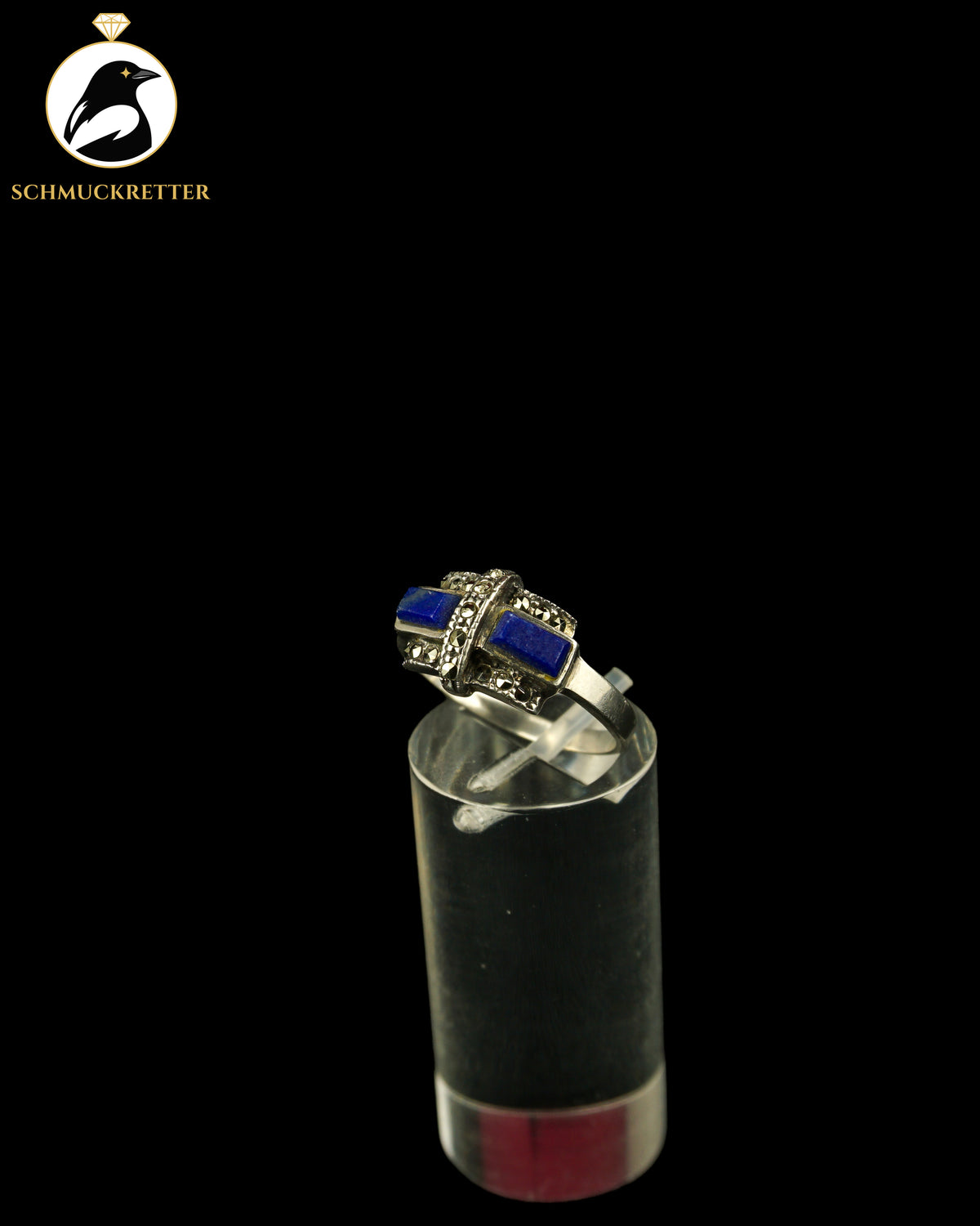 925 Silber Ring mit Lapislazuli & Markasiten, Gr. 55