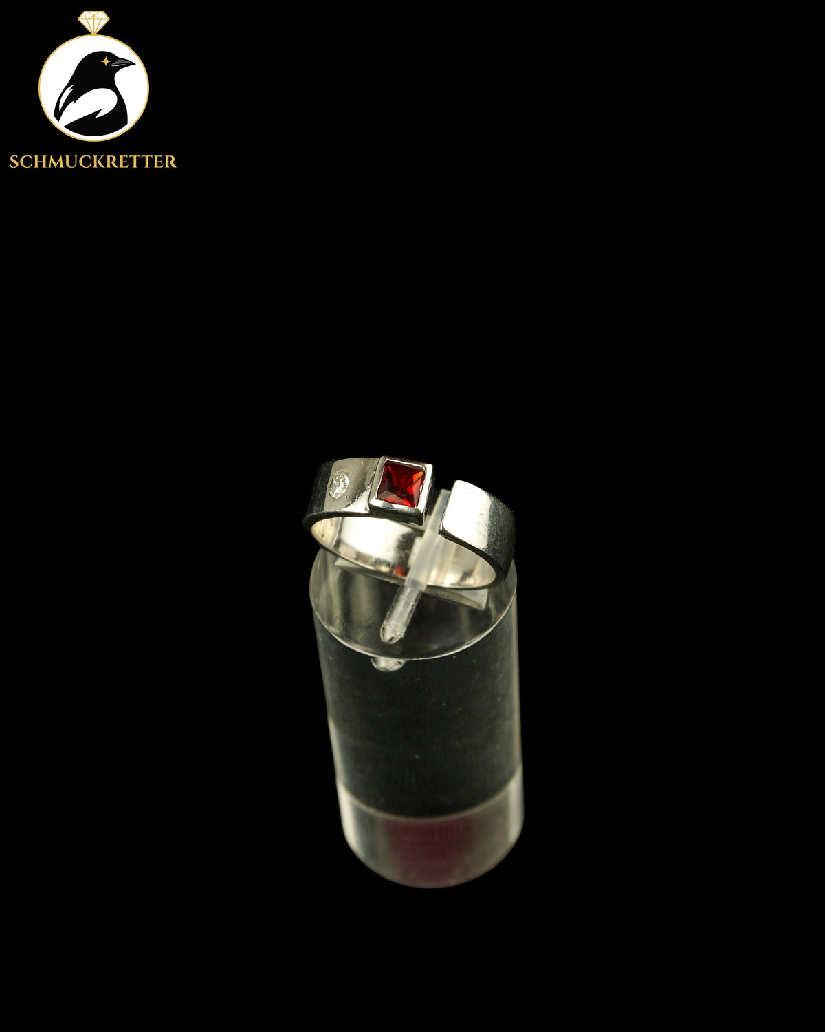 925 Silber Ring mit rotem & weißem Zirkonia, Gr. 55