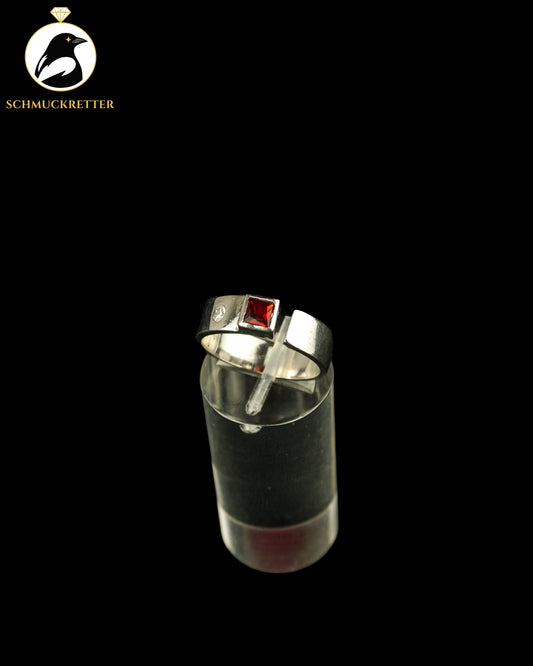 925 Silber Ring mit rotem & weißem Zirkonia, Gr. 55, SALE