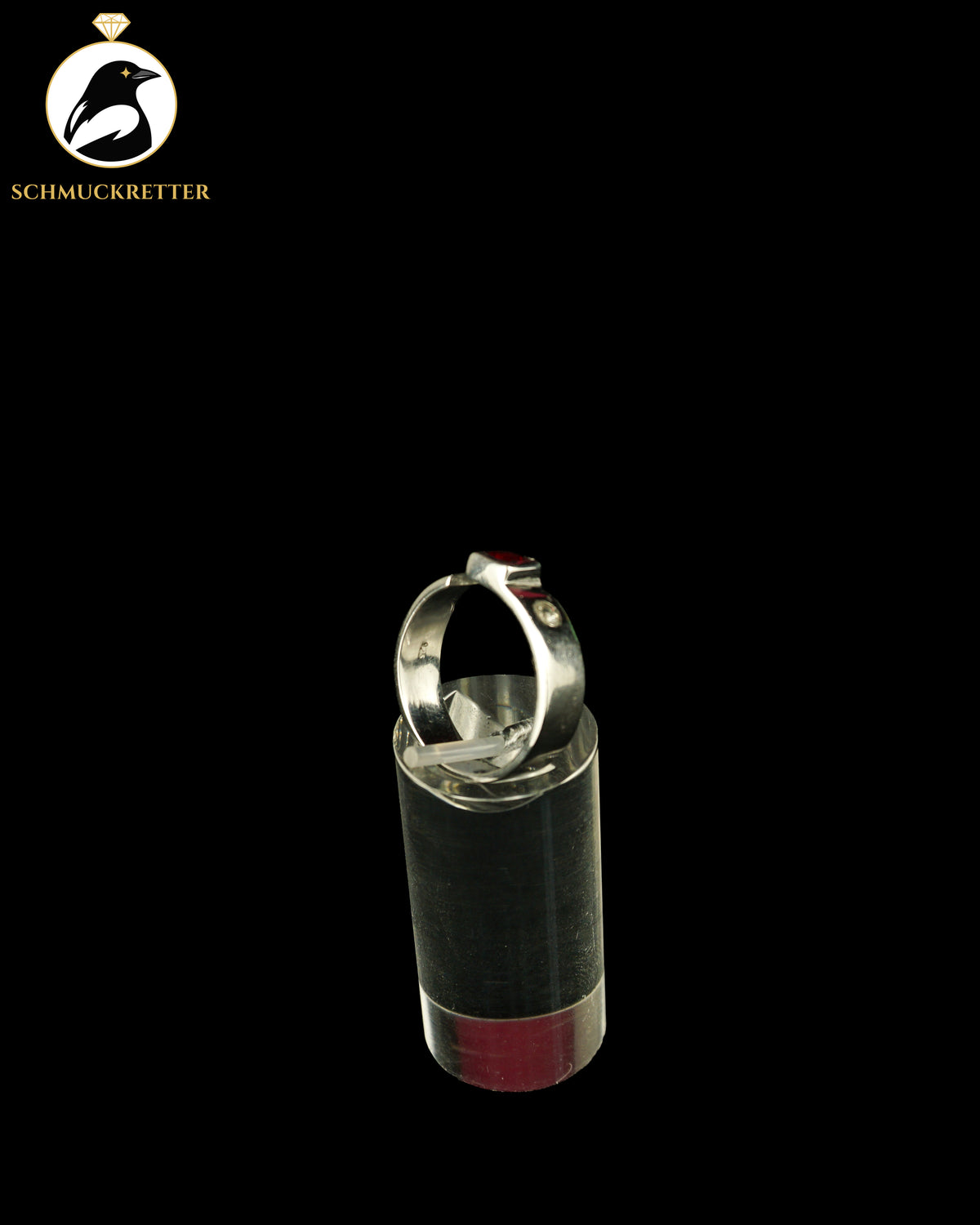 925 Silber Ring mit rotem & weißem Zirkonia, Gr. 55