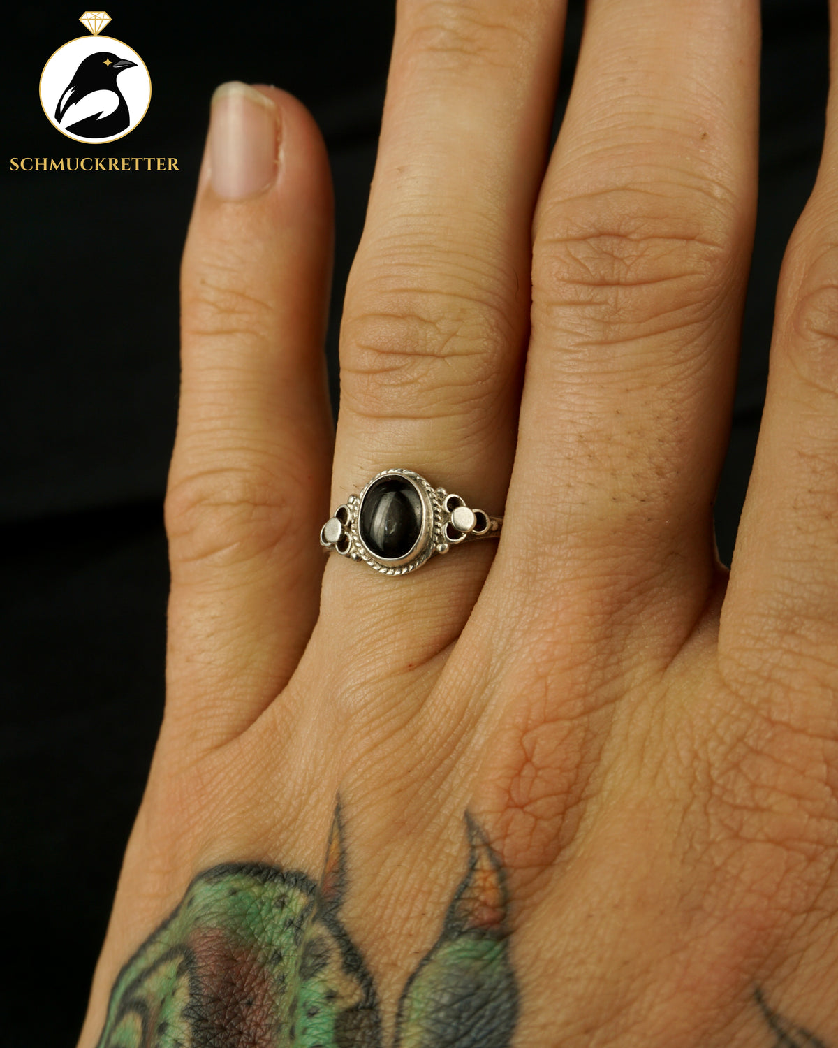 925 Silber Ring mit Sterndiopsid, Gr. 56