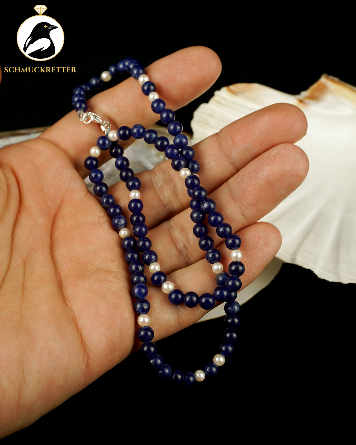 Set: Halskette, Armband & Ohrringe | Lapislazuli & Süßwasserperlen | 925 Silber