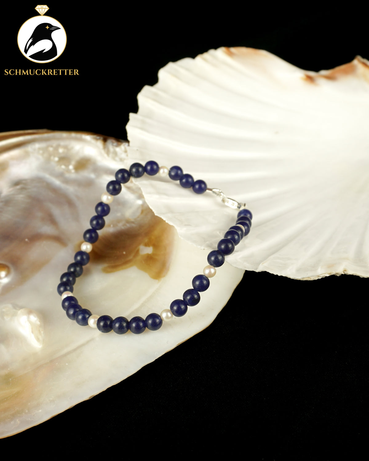 Set: Halskette, Armband & Ohrringe | Lapislazuli & Süßwasserperlen | 925 Silber