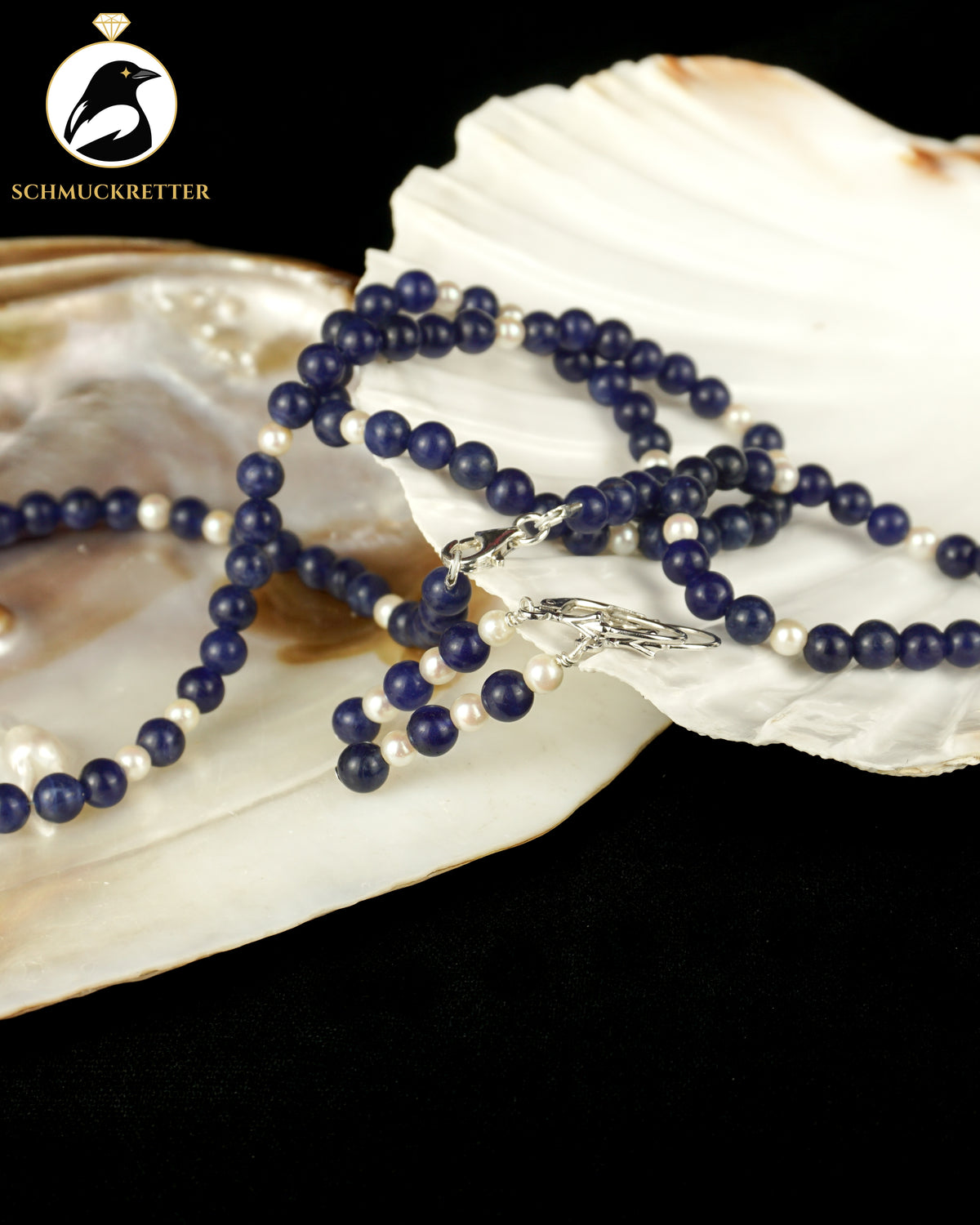 Set: Halskette, Armband & Ohrringe | Lapislazuli & Süßwasserperlen | 925 Silber