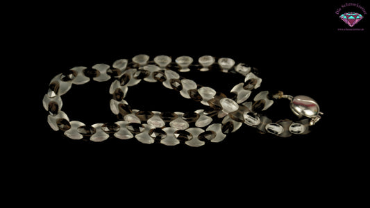 Facettierte Glassteinkette (klar & rauchgrau) mit 925 Silber Verschluss