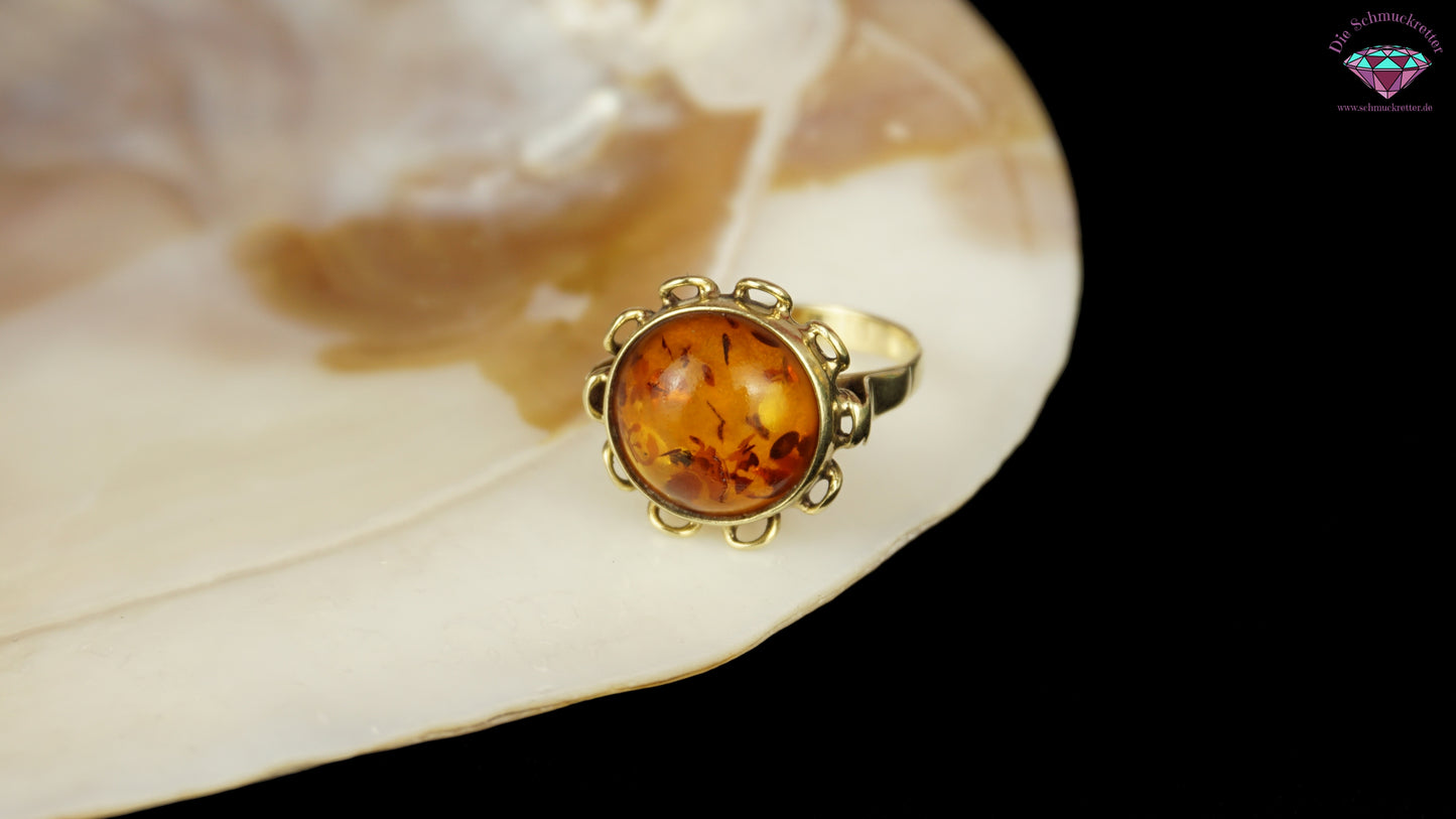 333 Gold Ring mit Bernstein, Gr. 53