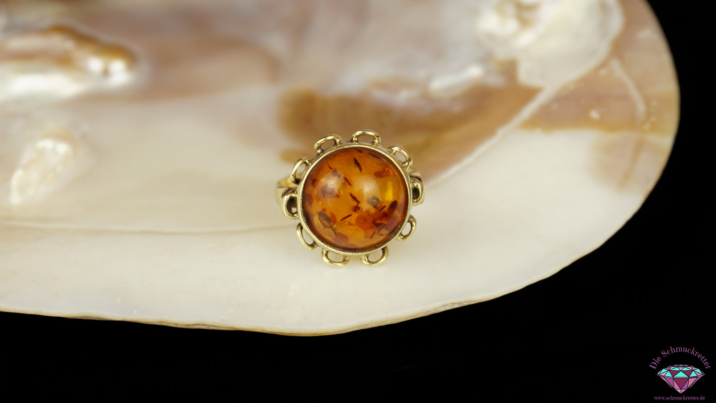 333 Gold Ring mit Bernstein, Gr. 53