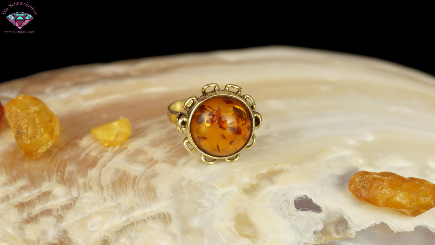 333 Gold Ring mit Bernstein, Gr. 53