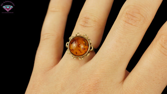 333 Gold Ring mit Bernstein, Gr. 53