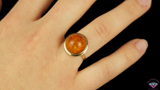 333 Gold Ring mit Bernstein, Gr. 55