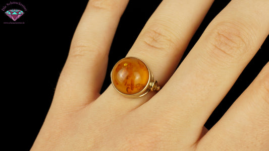 333 Gold Ring mit Bernstein, Gr. 53