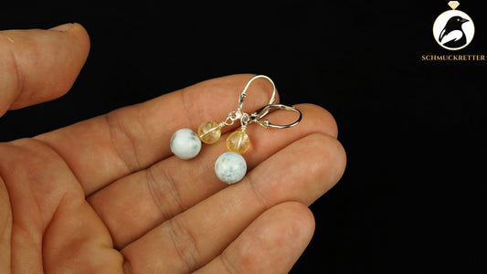 Larimar Ohrringe mit Citrin - aus 925 Silber