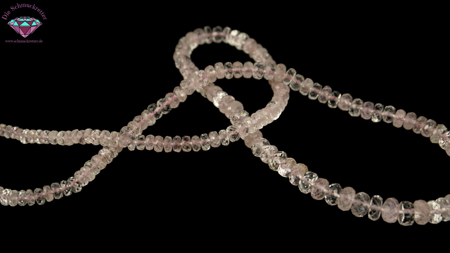 Halskette aus pinkem Morganit mit 375 Gold Verschluss, circa 75ct